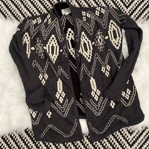 Lucky lotus gray & cream embroidered cardigan